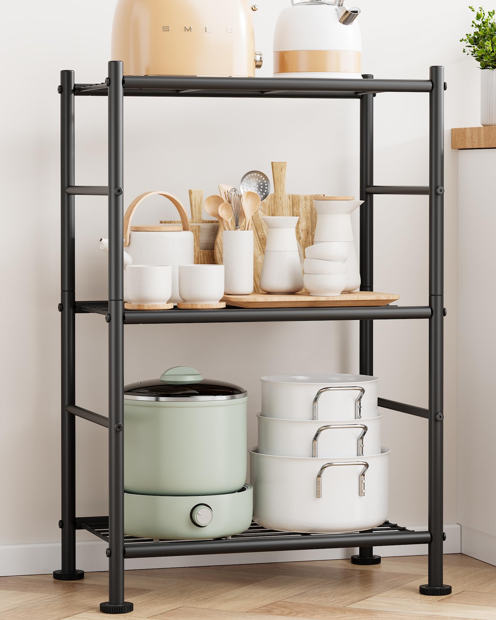 Amazon｜Sakugi ラック 3層 棚 防錆 スチールラック 調整可能な